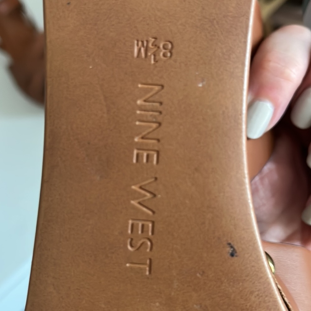Nine West Cognac Wedge Sandals 8.5 - Picture 6 of 6